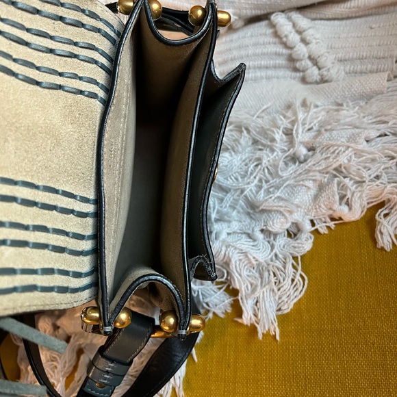 Chloe Hudson Bag Mini Blue Suede Tassel Boho Bohemian Designer Bag - Picture 11 of 15